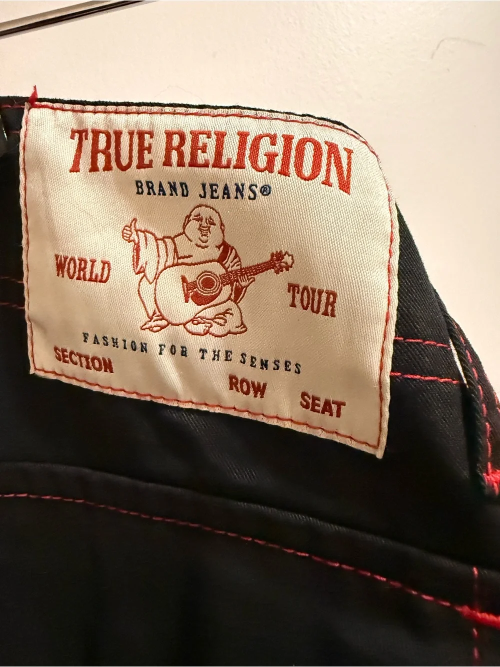 True Religion Black Cargo Pants with Red Contrast Stitching 32x30